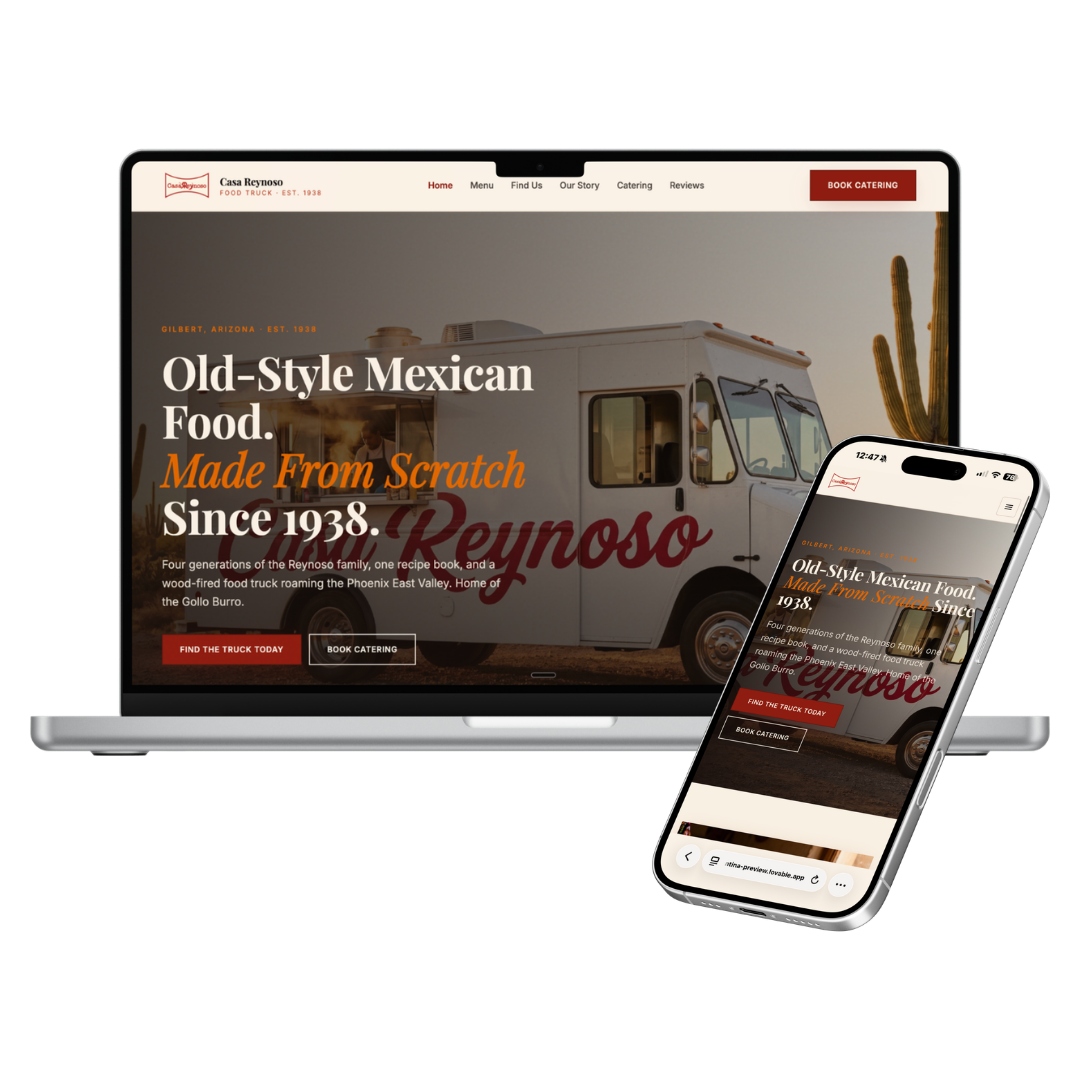 Restaurant website designed and built by Peterson Media.