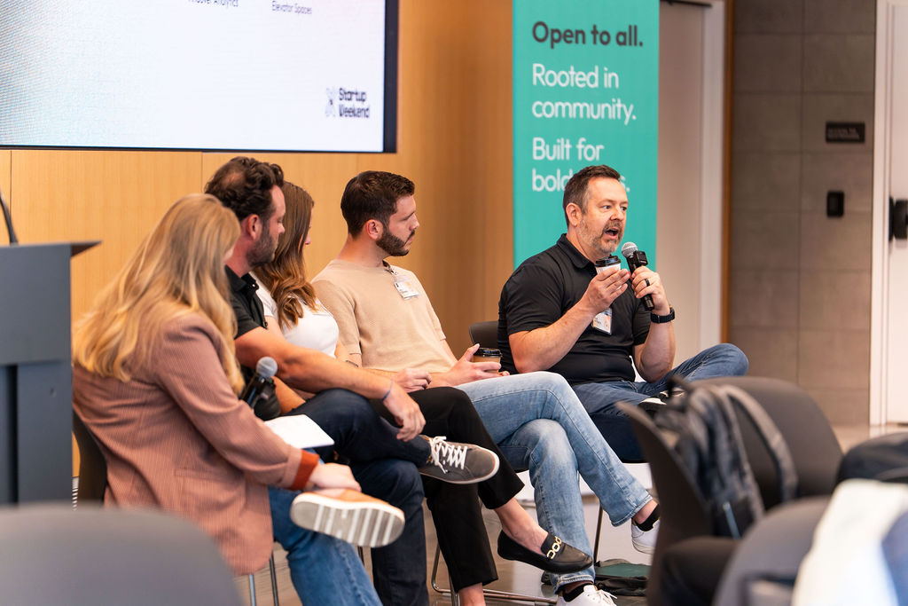 Judges panel discussing pitches on the final day