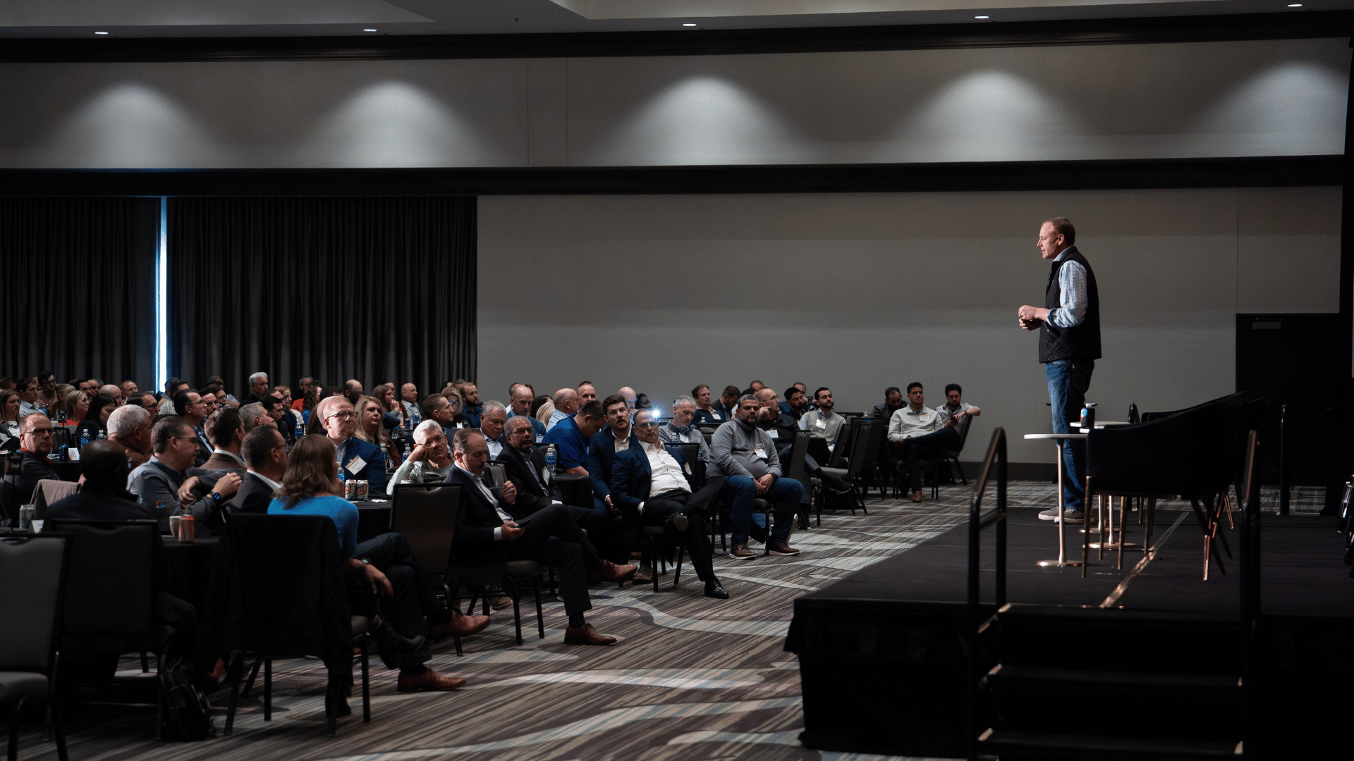 Keynote speaker addressing a packed room at the Tech Nebraska Summit