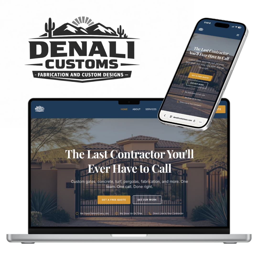 Denali Customs logo — a custom automotive fabrication and design brand built by Peterson Media.